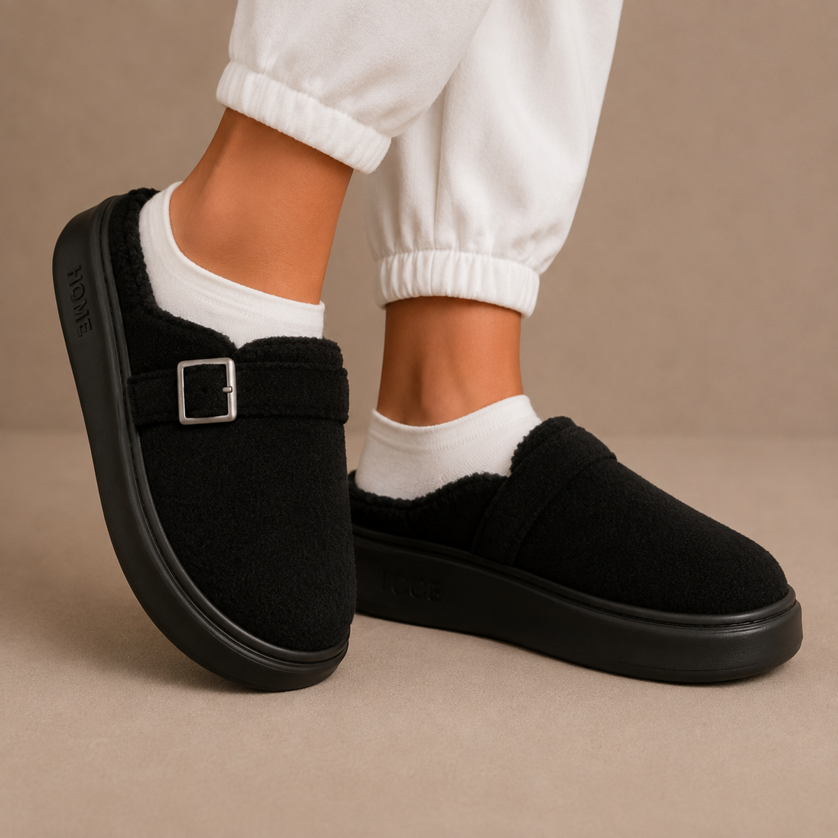 Wren | Buckle Cushioned Fleece House Slippers