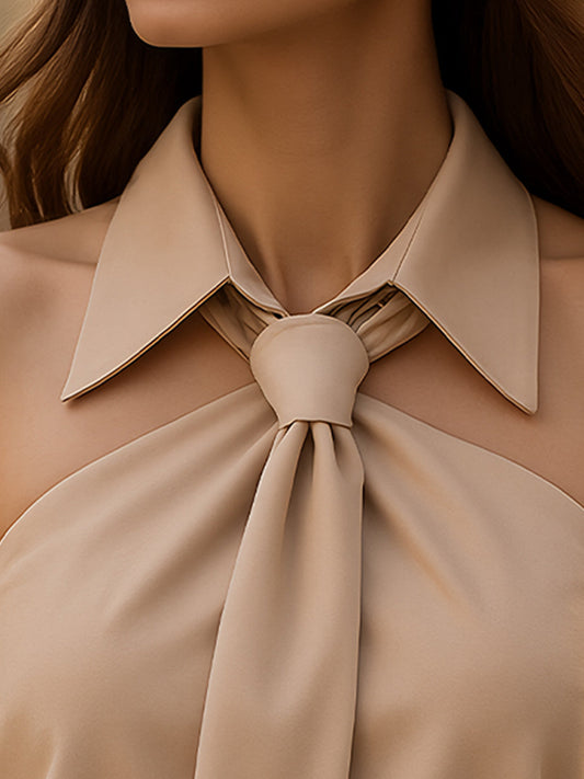 Chic Khaki Halter Blouse | Premium Blended Fabric, Summer Tops for Women 1