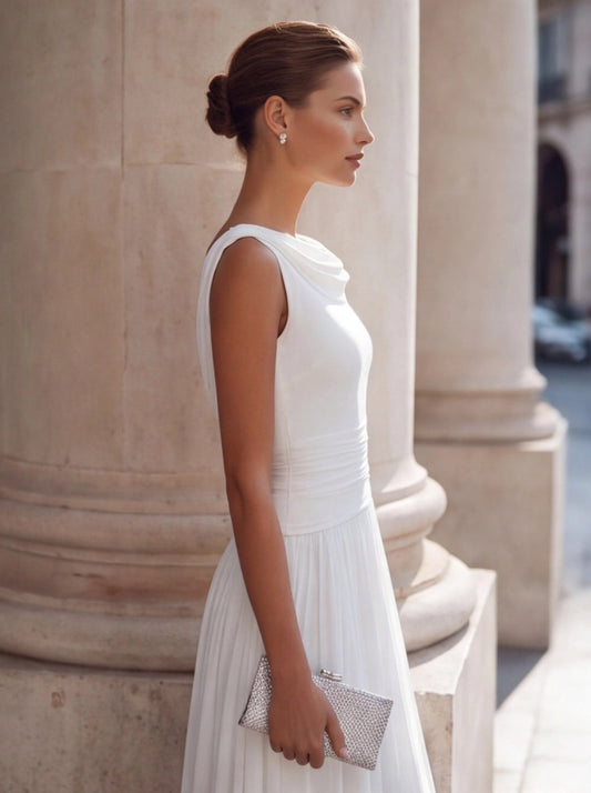 Sable | Pleated Skirt V-Neck Midi — Velouze
