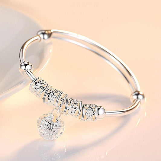 Floral Charm Bangle Bracelet for Women | Sterling Silver Lightweight Elegance 1