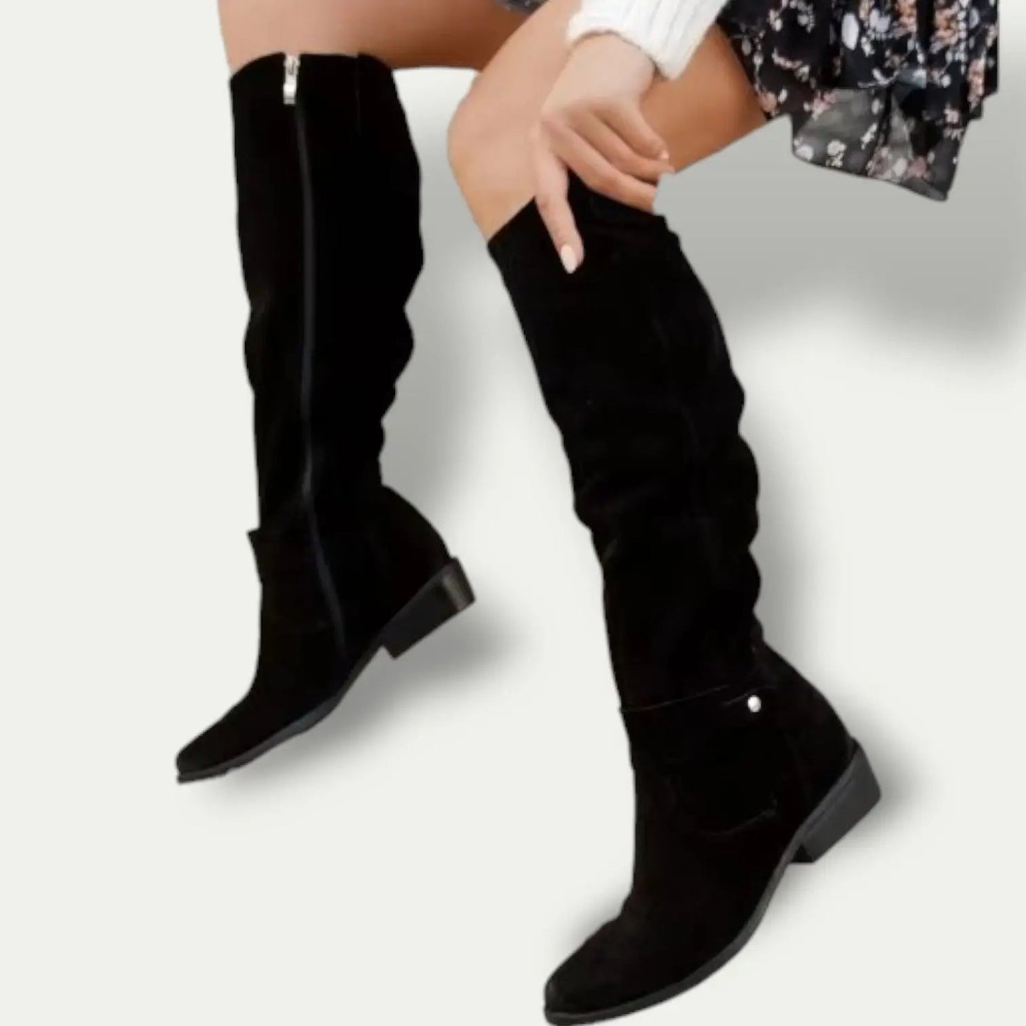 Suede Low-Heel Cowgirl Boots for Women | Stylish Comfort, Anti-Slip Sole 4