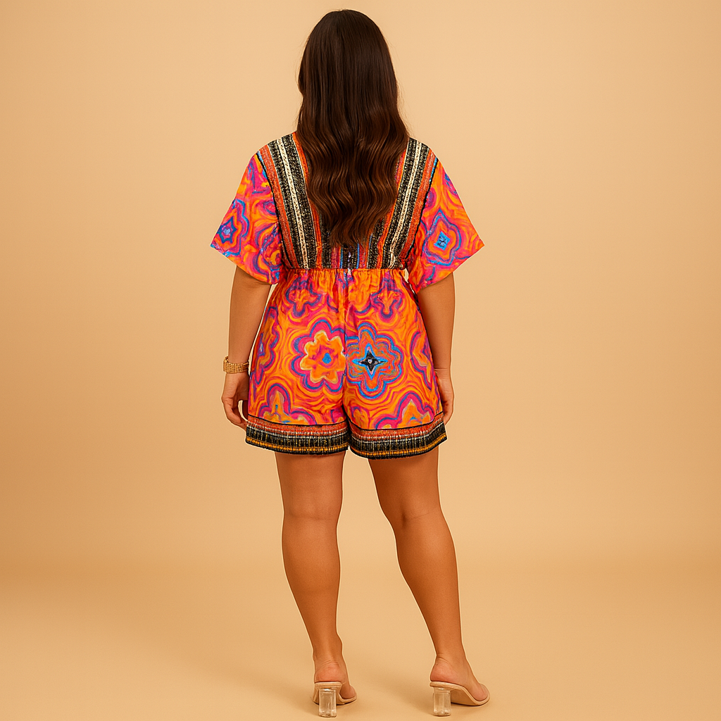 Women's boho print jumpsuit | Vibrant wide leg summer outfit 1