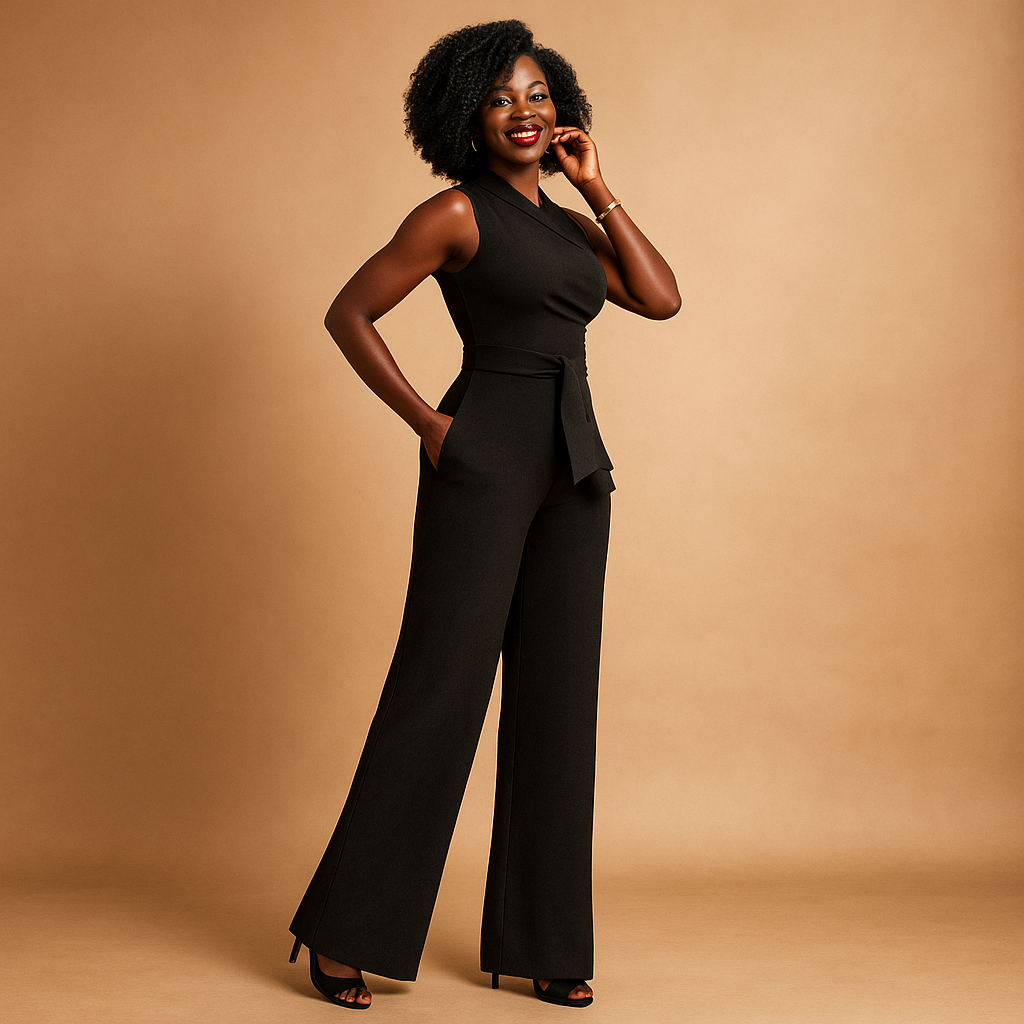 Women's elegant black jumpsuit | One-shoulder wide-leg summer outfit 3