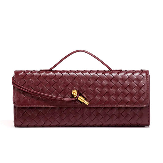 Women's handwoven vegan leather clutch bag | Elegant evening purse for special occasions 1