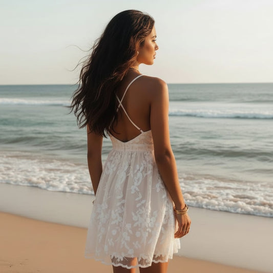 Women's lace summer mini dress | Elegant sleeveless boho style 1