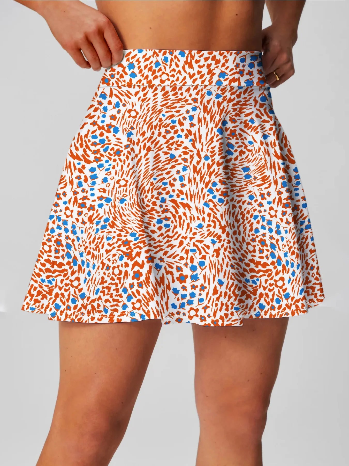Women's lightweight leaf print athletic skirt | Flowy sportswear with hidden pockets 10