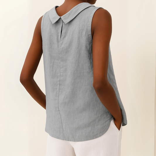 Women's lightweight sleeveless tank top | Elegant summer blouse with rolled collar 1