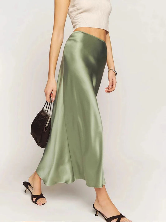 Women's satin midi skirt | Elegant spring evening wear 1
