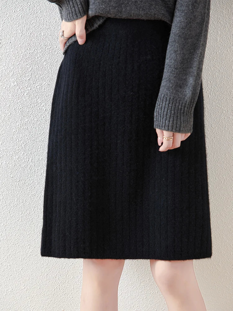 Women's soft merino wool midi skirt | Elegant versatile everyday wear 9