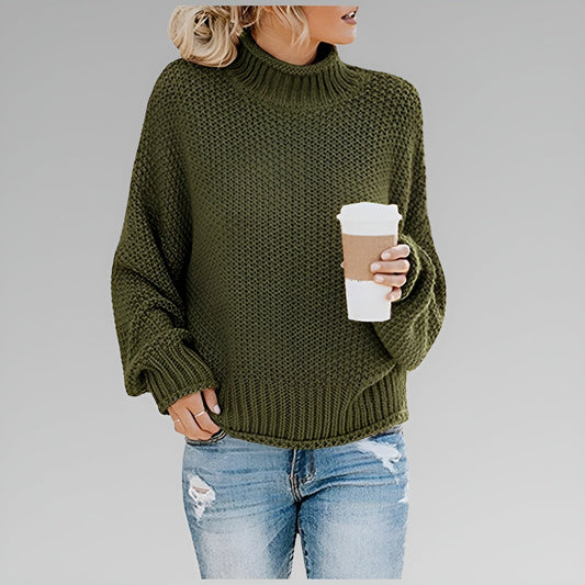 Vesper Chunky Knit Turtleneck – Women's Sweater in Orange