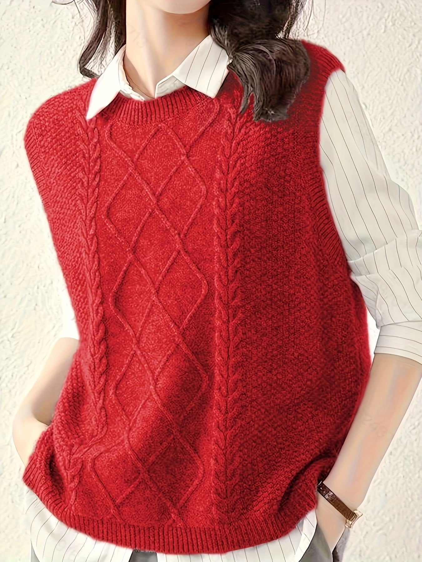 Wilhelmina sweater vest in rose red