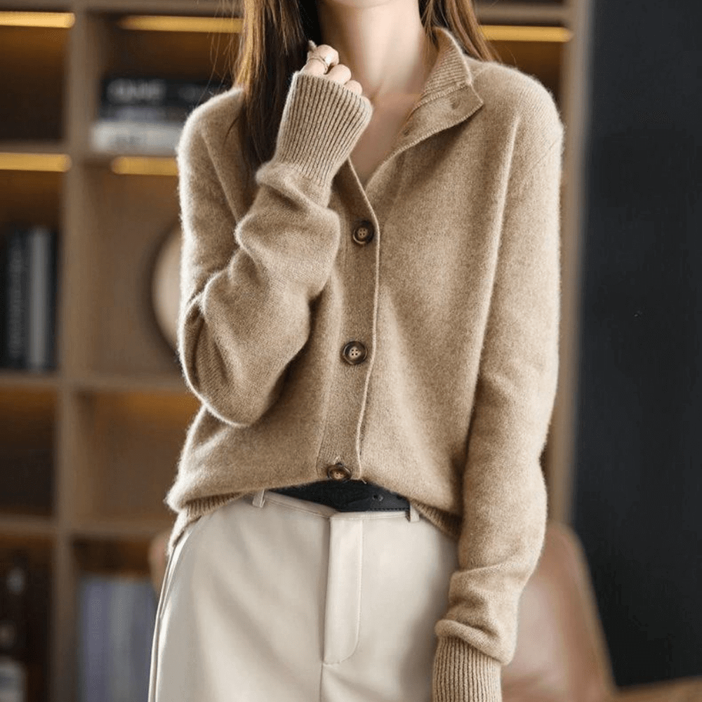 Saar Open Front Soft Knit in Khaki – Women's Cardigan