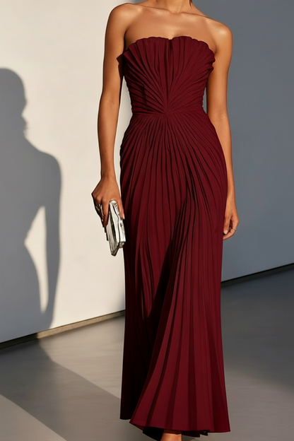 Aurelie Strapless Pleated A-Line in Dark Green – Women's Maxi Dress