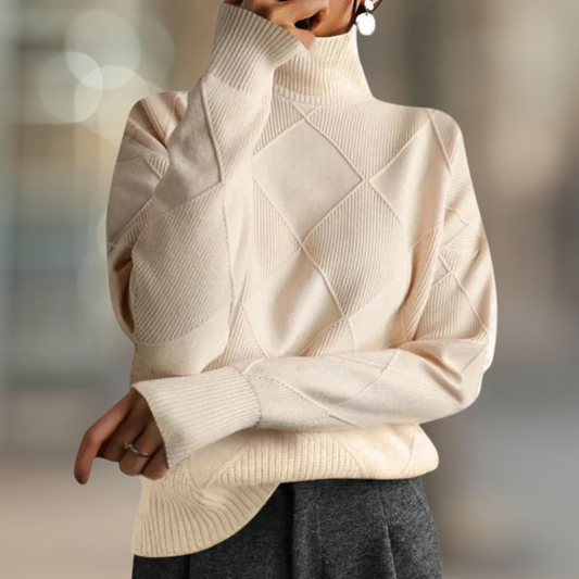 Saskia Ribbed Knit Turtleneck – Women's Sweater in Slate Grey