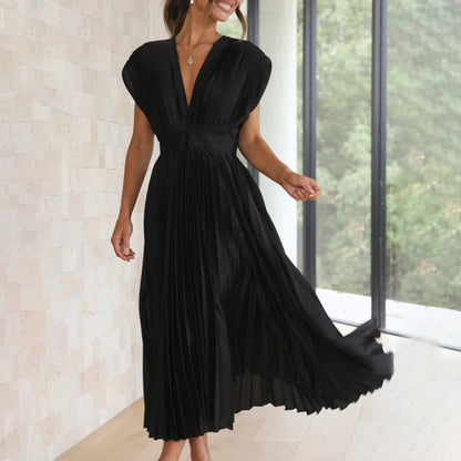 Serena | Plissiertes Abendkleid mit offener Rückenpartie