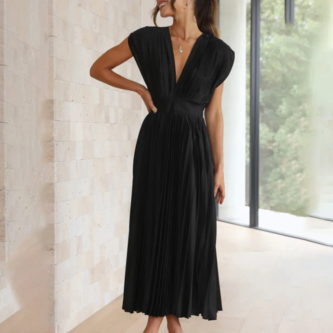 Serena | Plissiertes Abendkleid mit offener Rückenpartie