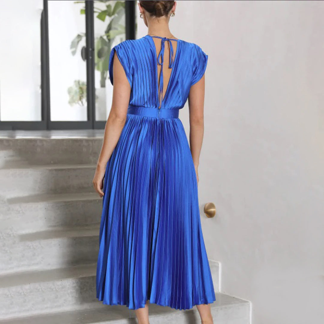 Serena | Plissiertes Abendkleid mit offener Rückenpartie