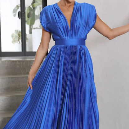 Serena | Plissiertes Abendkleid mit offener Rückenpartie