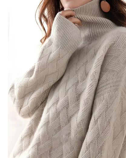 Nadia Ribbed Knit in Dark Beige – Women's Sweater