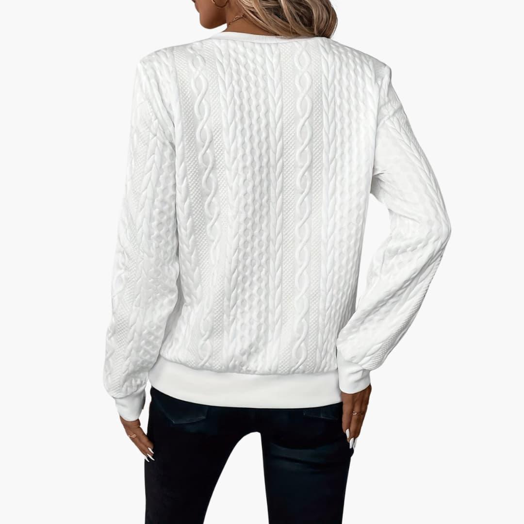 Cable Knit Women's Pullover Sweater | Front Zipper, Long Sleeve 2