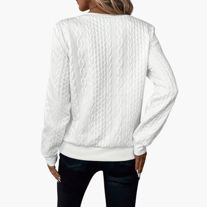 Cable Knit Women's Pullover Sweater | Front Zipper, Long Sleeve 2