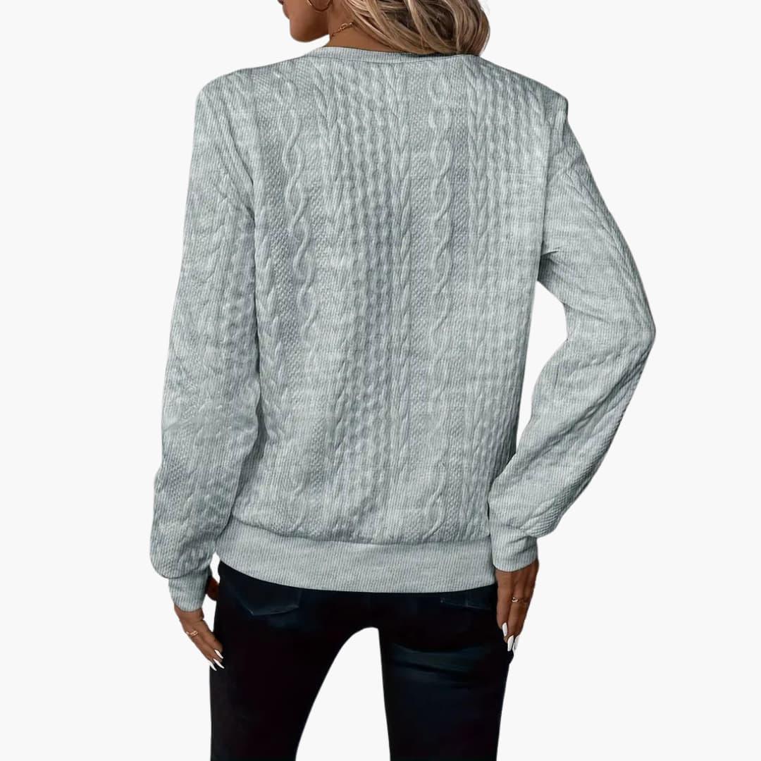 Cable Knit Women's Pullover Sweater | Front Zipper, Long Sleeve 5