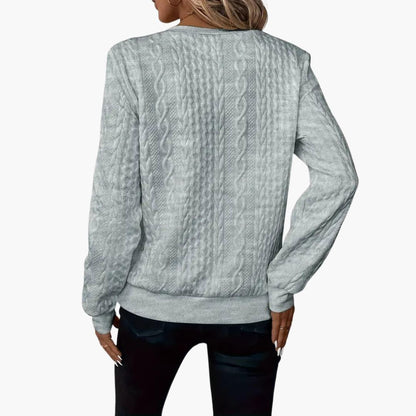 Cable Knit Women's Pullover Sweater | Front Zipper, Long Sleeve 5