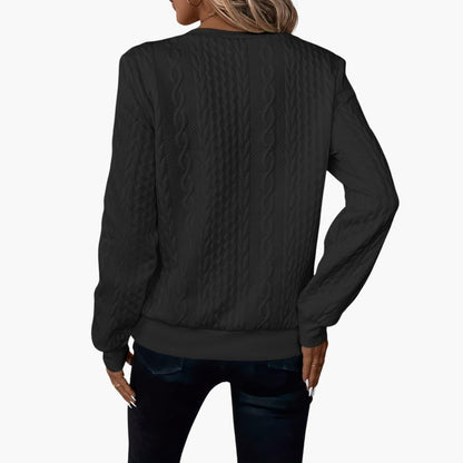 Cable Knit Women's Pullover Sweater | Front Zipper, Long Sleeve 8