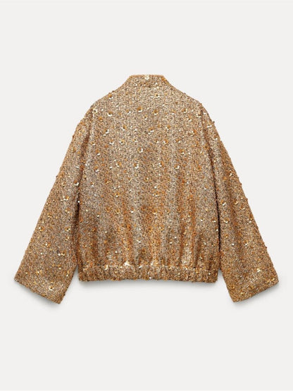 Refined Blazer with Gold Glitter Accents | Elegant Statement Outerwear