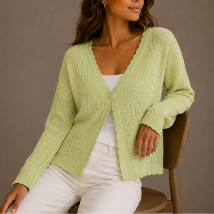 Marit V-Neck Lightweight in Blue – Women's Cardigan