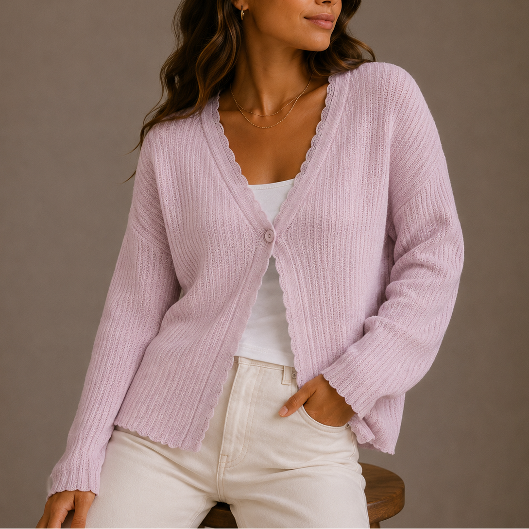 Marit V-Neck Lightweight in Blue – Women's Cardigan