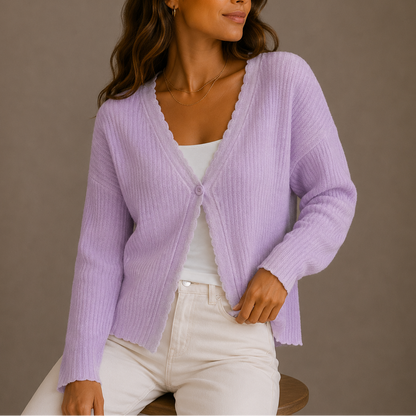 Marit V-Neck Lightweight in Blue – Women's Cardigan