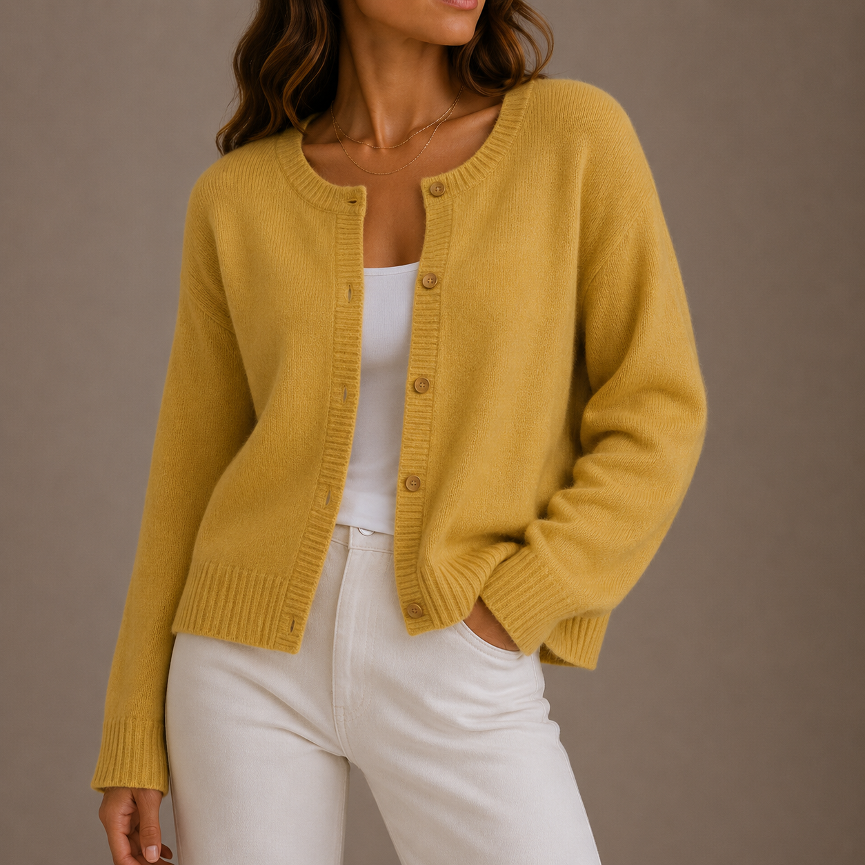 Fenna Round Neck Button-Up in Black – Women's Cardigan