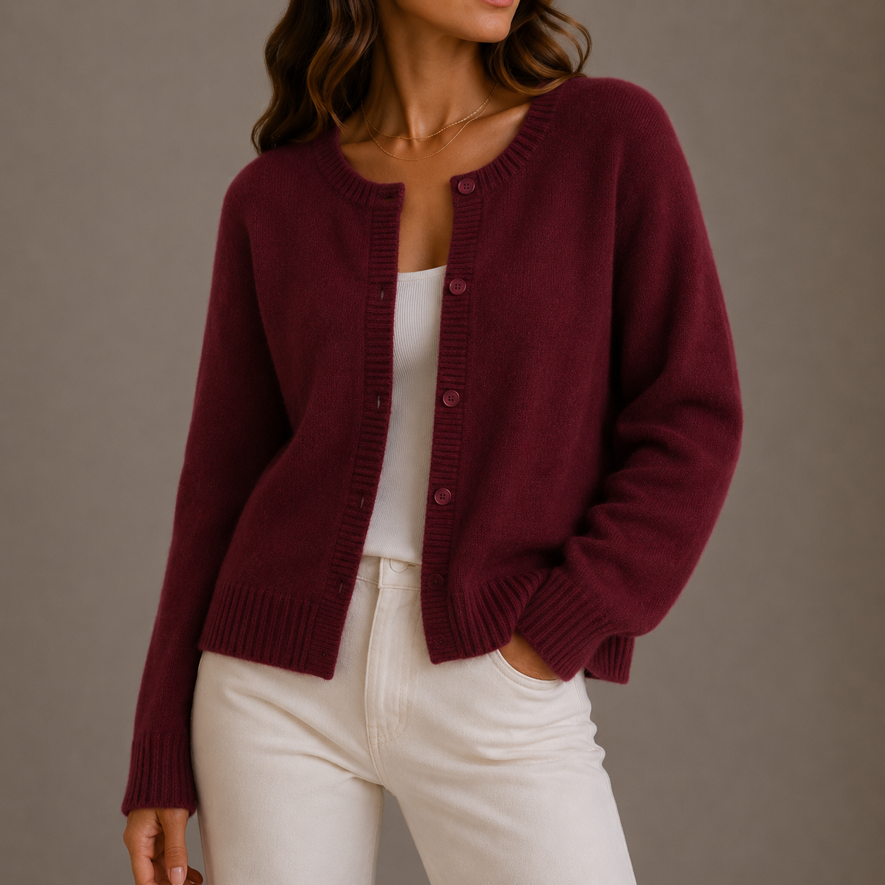 Fenna Round Neck Button-Up in Black – Women's Cardigan