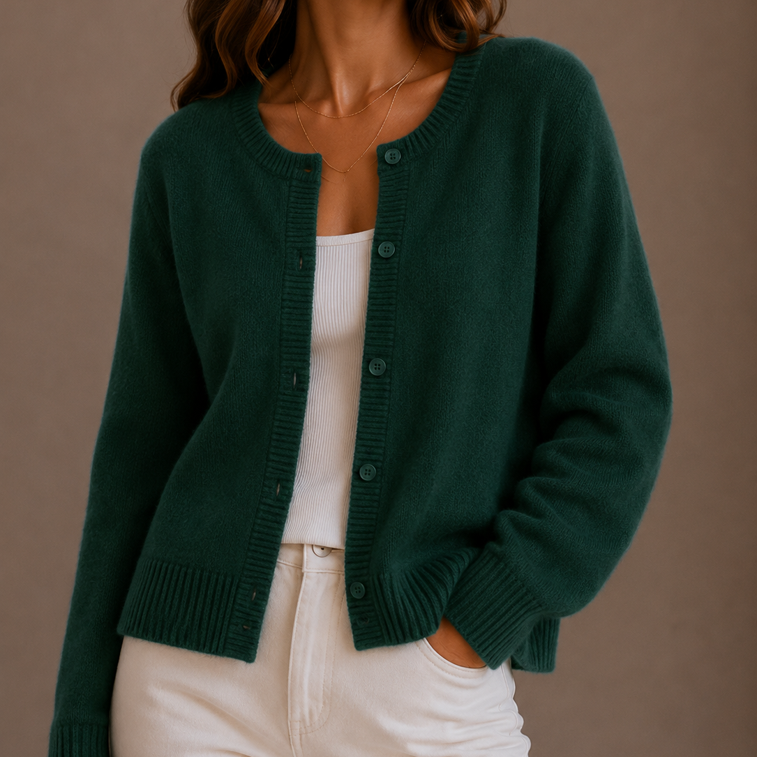 Fenna Round Neck Button-Up in Black – Women's Cardigan