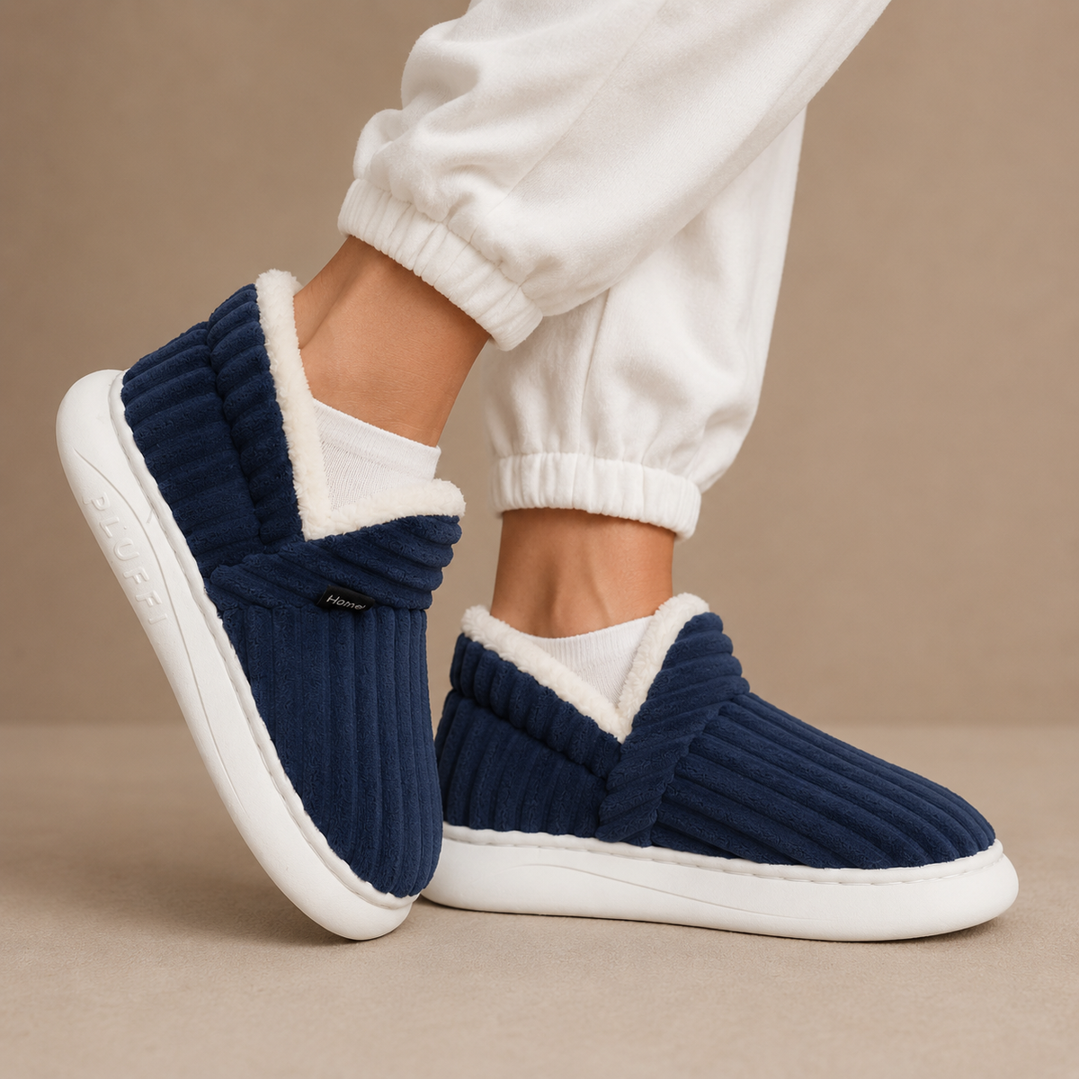 Sable | Fleece-Lined Ribbed Winter Slippers