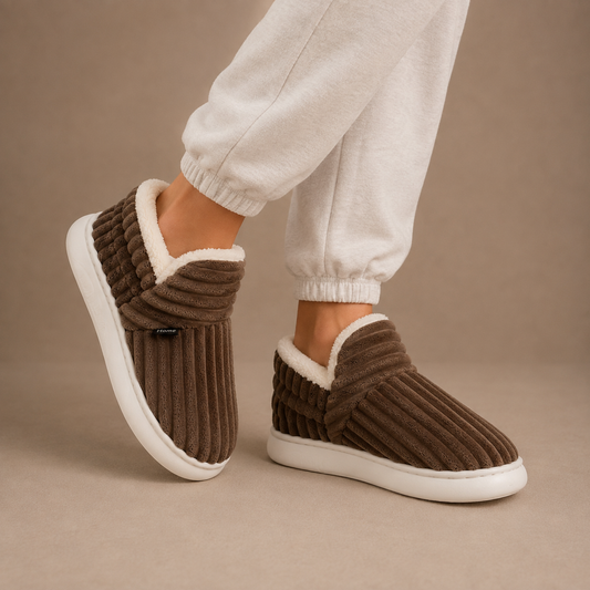 Sable | Fleece-Lined Ribbed Winter Slippers