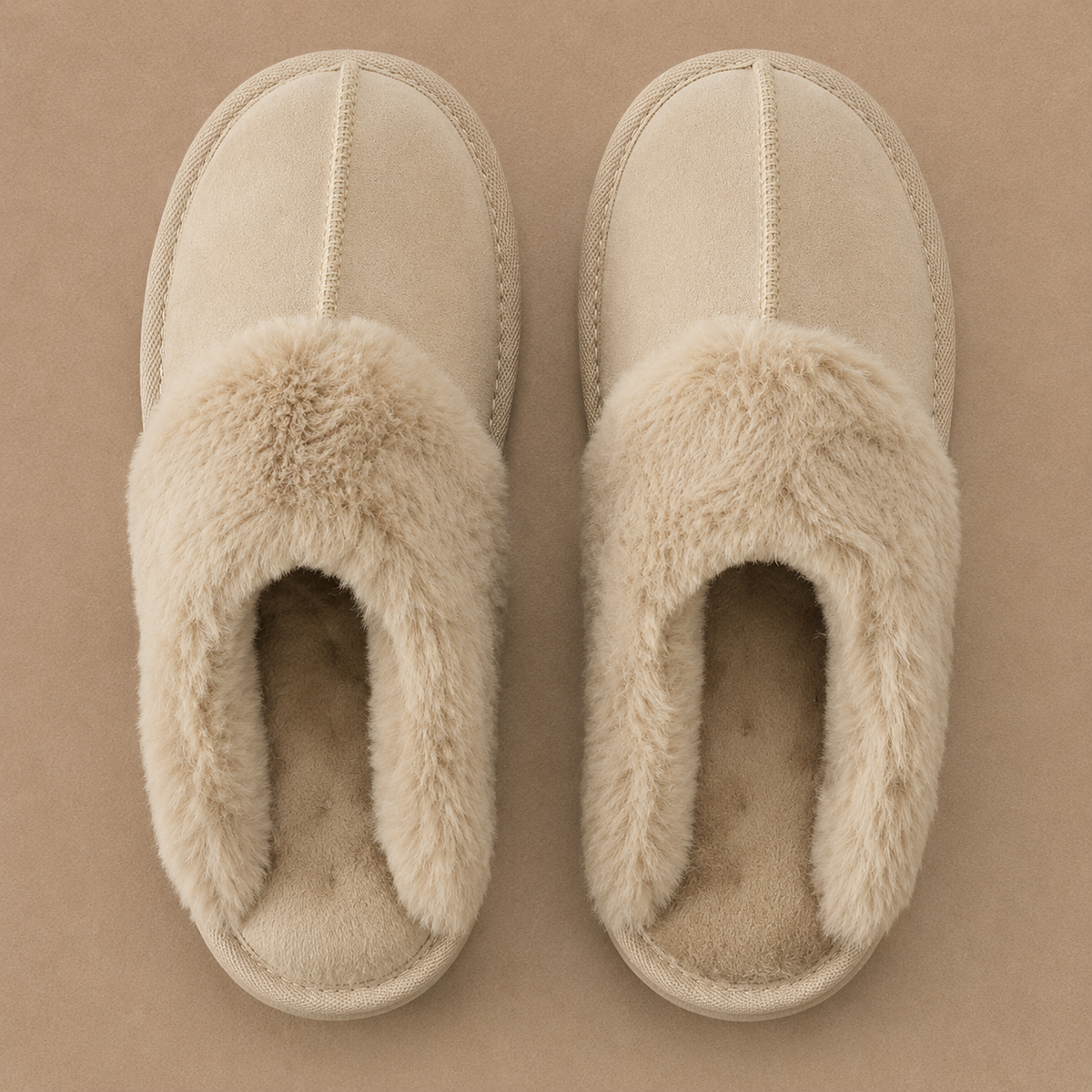 Thea | Suede Mule Slippers with Faux Fur Lining