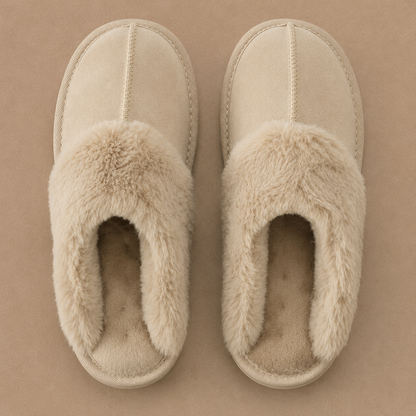 Thea | Suede Mule Slippers with Faux Fur Lining