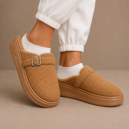 Wren | Buckle Cushioned Fleece House Slippers