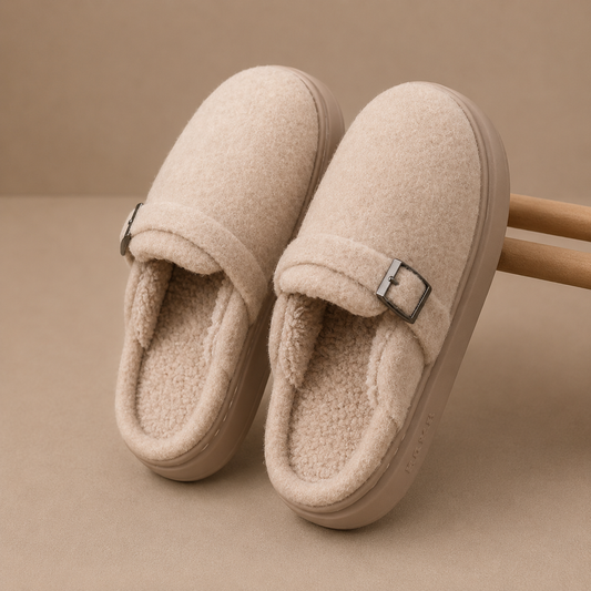 Wren | Buckle Cushioned Fleece House Slippers