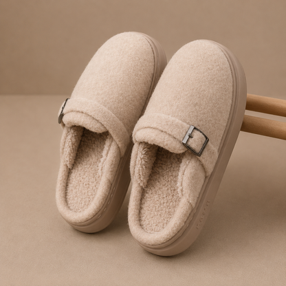 Wren | Buckle Cushioned Fleece House Slippers