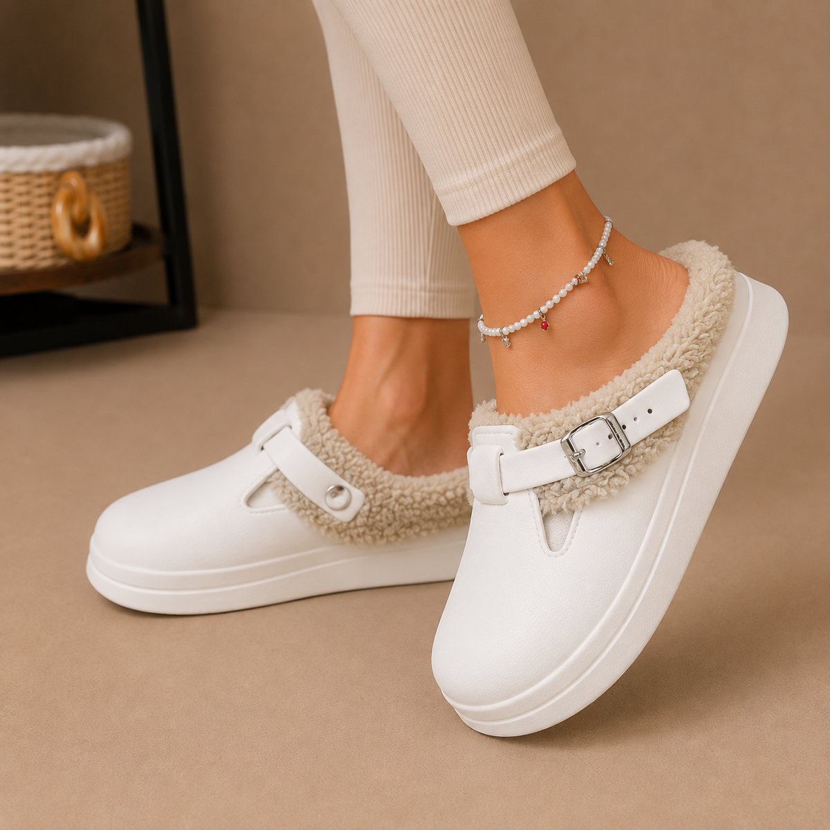 Marnie | Fleece-Lined Buckle Slip-On Slippers
