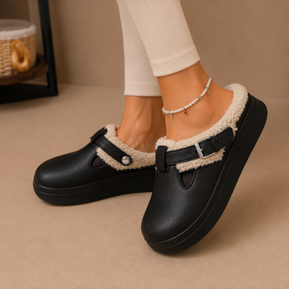 Marnie | Fleece-Lined Buckle Slip-On Slippers