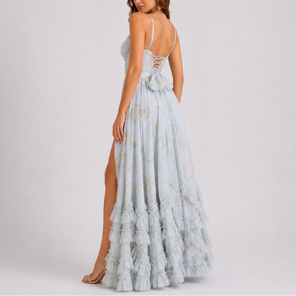 Neve Floral Corset in Pink – Women's Maxi Dress