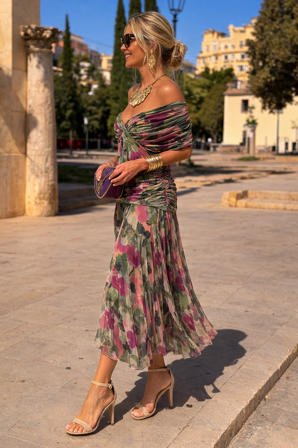 Lorelei Wrap V-Neck Chiffon in Dark Green – Women's Maxi Dress