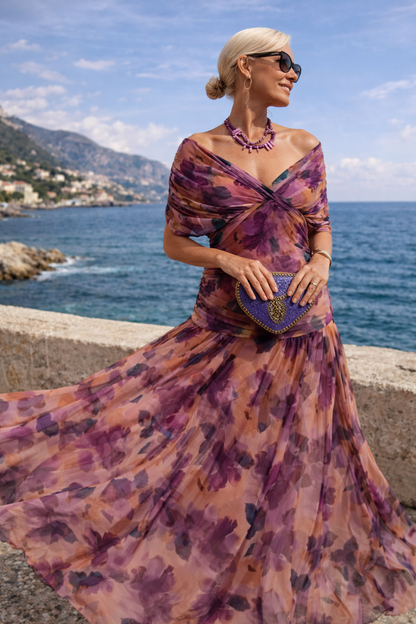 Lorelei Wrap V-Neck Chiffon in Green – Women's Maxi Dress