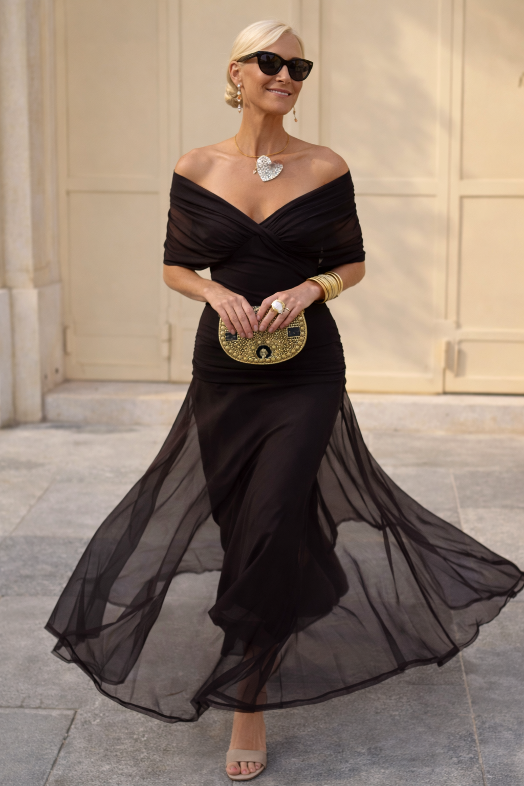Lorelei Wrap V-Neck Chiffon in Green – Women's Maxi Dress