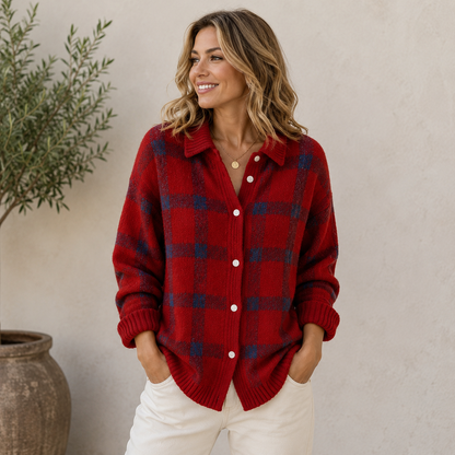 Amber Button Front Knit in Orange – Women's Cardigan