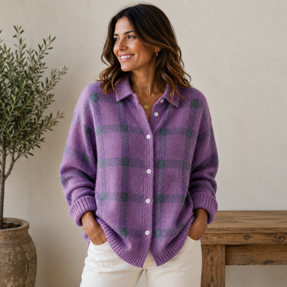 Amber Button Front Knit in Orange – Women's Cardigan